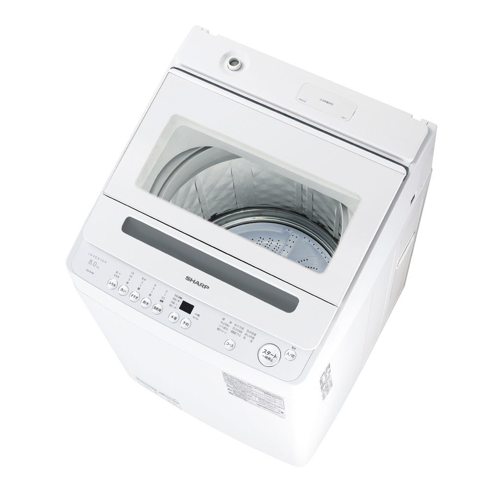 運搬取付無料！ホワイト・穴なしでカビにくい！純正SHARP洗濯機！完動