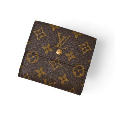 極美品】LOUIS VUITTON レザー 二つ折り財布 モノグラム 焦茶 極美品