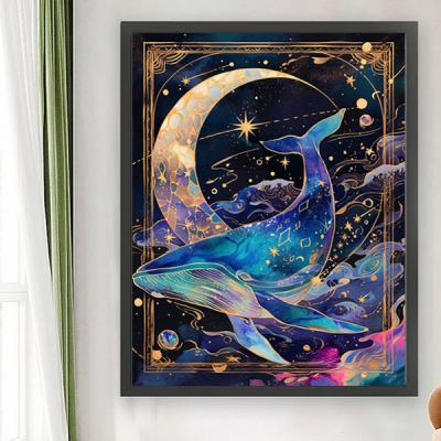 水晶絵 アートパネル クジラ くじら 鯨 クリスタル 絵画 アート 海