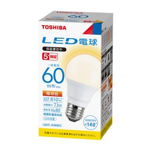 TOSHIBA（東芝） 電球色 60W形相当 LDA7L-G-K/60W/2 配光角約180度 広