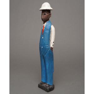 アフリカ コートジボワール 特大 コロン人形 国際線パイロット 木彫り