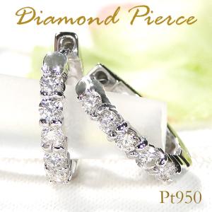 Pt900 0.10ct フープ ドット ダイヤモンド ピアス 人気 ジュエリー