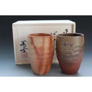 備前焼 小西陶古 ビアマグ(緋襷) ビアタンブラー ビールグラス