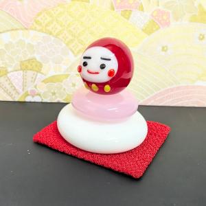 ガラス細工 花ぼんぼりペア（L) クリアピンク ミニチュア 雑貨 置物