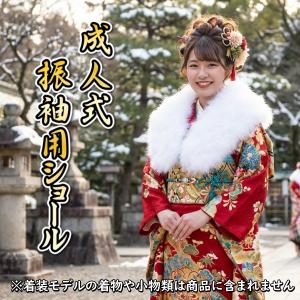 京美 ファーショール振袖 成人式 ブルーフォックス毛皮ストール グレー