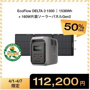 ECOFLOW ポータブル電源 リン酸鉄 DELTA 3 1024Wh+ 220W片面ソーラー