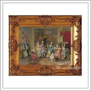 ロココ調ゴールドダブルフレーム 貴族額絵 ファブリック印刷 274M