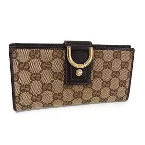 GUCCI（グッチ） 二つ折り長財布 GGキャンバス/レザー ブラウン
