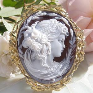 CAMEO（カメオ） Ciro Accanito作 シェルカメオ 天然ダイヤモンド 0.04