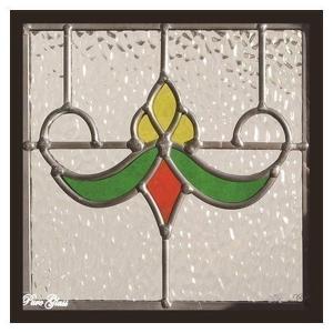 ステンドグラス 一部鏡面ガラス (SH-D38) 200×200×18mm デザイン 花