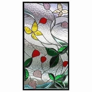 ステンドグラス 一部鏡面ガラス (SH-D38) 200×200×18mm デザイン 花