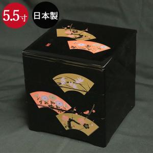 重箱 3段 日本製 国産 会津漆器 6.5 三段本重 雅扇面 黒 内朱 6.5寸 5