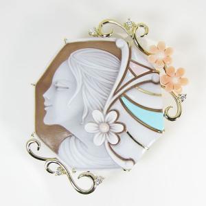 K18シエルカメオブローチ＆ペンダントトップ 定価237600円 送料無料