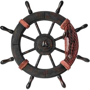 木製 舵輪 アンティーク 錨 舵取り 操舵 かじ 船舵 船ハンドル