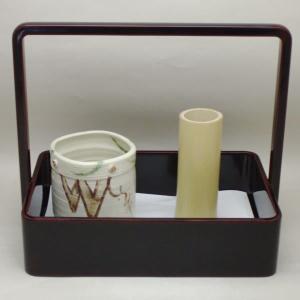 六瓢透手付莨盆 一閑塗 鵬雲斎好写 宗之作 煙草盆 茶道 茶道具 : 和