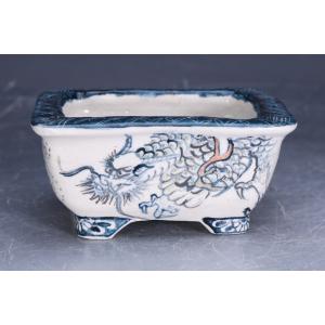 角山窯幸峰浮彫龍文長方鉢 第17回現代小鉢作家展「泥物の部」銀賞受賞