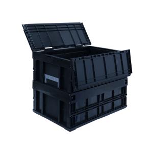 松本産業 折りたたみコンテナ フタ付き 150L ブラック ( F150BL