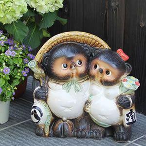 信楽焼 10号アベック狸 たぬき タヌキ 狸 開運 縁起物 可愛い ペア