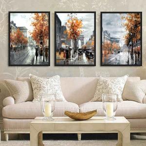 3枚セット 33×43cm アートパネル 枠付きフレーム絵画 四季 ポップ