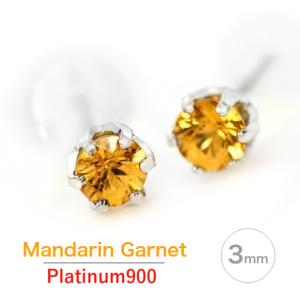 ガーネット ピアス プラチナ レディース メンズ Pt900 両耳用