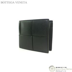 ボッテガ ヴェネタ BOTTEGA VENETA パラキート 黒 緑 二折り財布