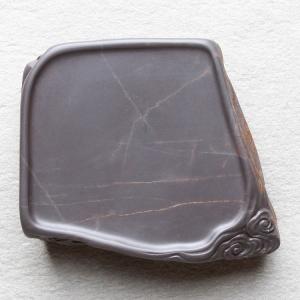 端渓硯 老麻子坑 6吋 蛋型 淌池硯 一品物 すずり : 書道用品 緑風店