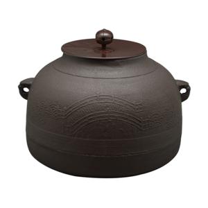 茶道具 風炉釜 風炉用釜 真形羽付 霰地紋 佐藤清光作 釜鐶付き 釜鐶付