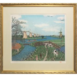 山下 清 【富田林の花火】リトグラフ／限定300部／新品額装／送料無料