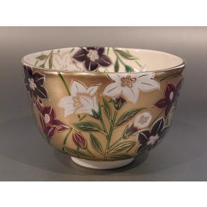 茶道具 抹茶茶碗 色絵 桜の図、京都 八代 高橋道八作 : 佐藤大観堂