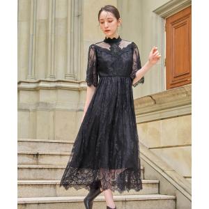 Leja（レジャ） ドレス 「LEJA」レースネック透け袖スリットキラキラ