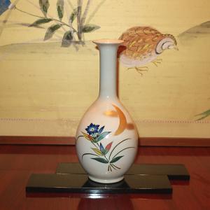 九谷焼 花瓶 陶器 古九谷風 糠川清章（はせがわせいしょう）作