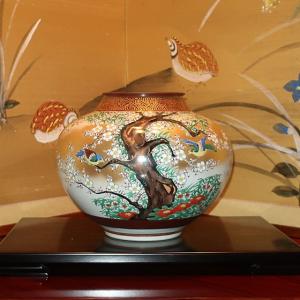 九谷焼 花瓶 陶器 古九谷風 糠川清章（はせがわせいしょう）作