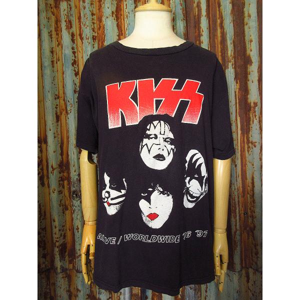 ビンテージ90's○KISS ALIVE/WORLDWIDE '96 '97 ツアーTシャツ黒