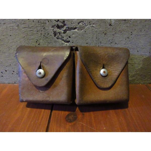 ビンテージ40's○ミリタリーレザーマガジンポーチ茶○260205d4-bag-ot