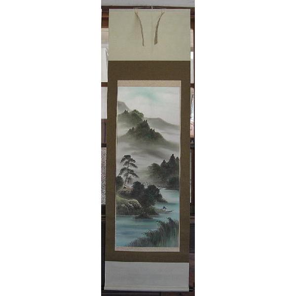 掛け軸 彩色山水 渡辺玉豊 美術名典掲載作家 掛軸 全国送料無料 : 古都