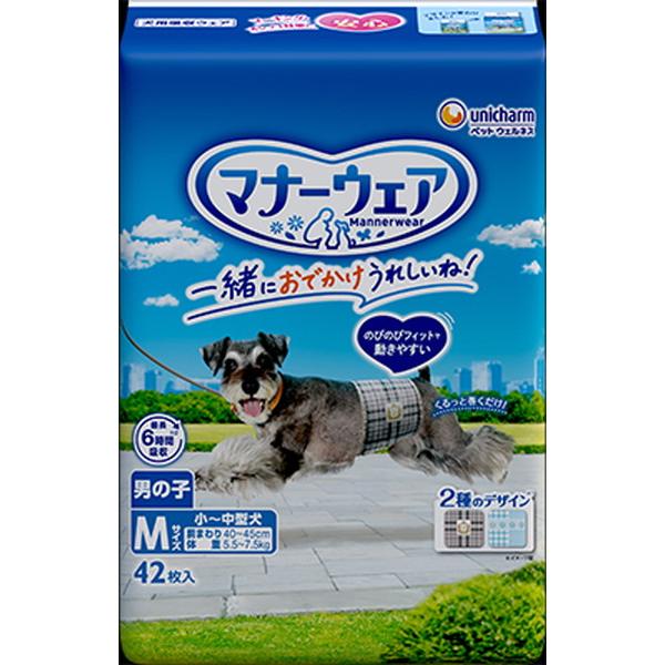 ユニチャーム マナーウェア 男の子用 Mサイズ 小〜中型犬用 青チェック
