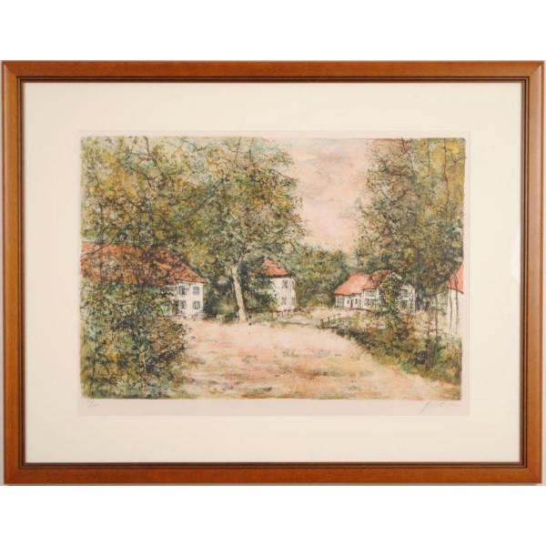 美品 ベルナール・ガントナー「冬の風景画」リトグラフ 直筆サイン入り