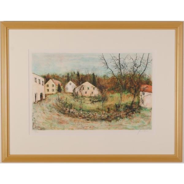 フランス 風景画 絵画 リトグラフ 版画 ベルナール・ガントナー 「春の