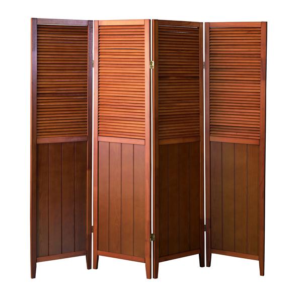 スクリーン4連 パーテーション 間仕切 ブラウン 茶色 北欧 木製 天然木