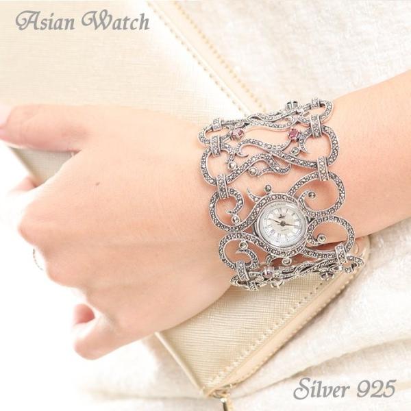 マーカサイトブレスレットウォッチ アンティーク調ジュエリーウォッチ