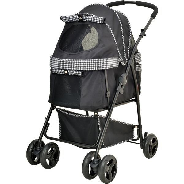 GEX（ジェックス） わんわんカート多頭用DX Plus 千鳥柄 ブラック