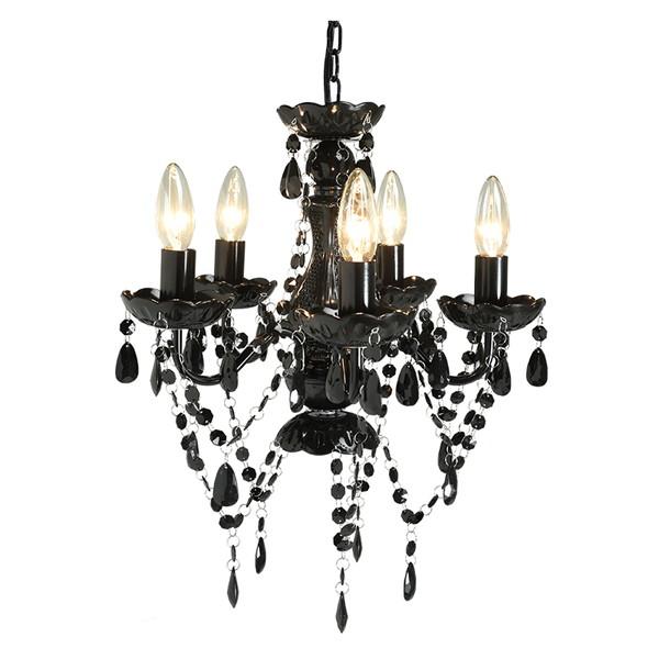 天井照明 シャンデリア 5灯 黒 マットブラック シンプル モダン レトロ