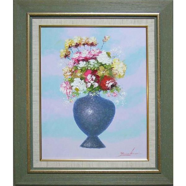 刑部人 花瓶の花 絵画 金色フレーム付き 刑部人 花瓶の花 絵画 金色