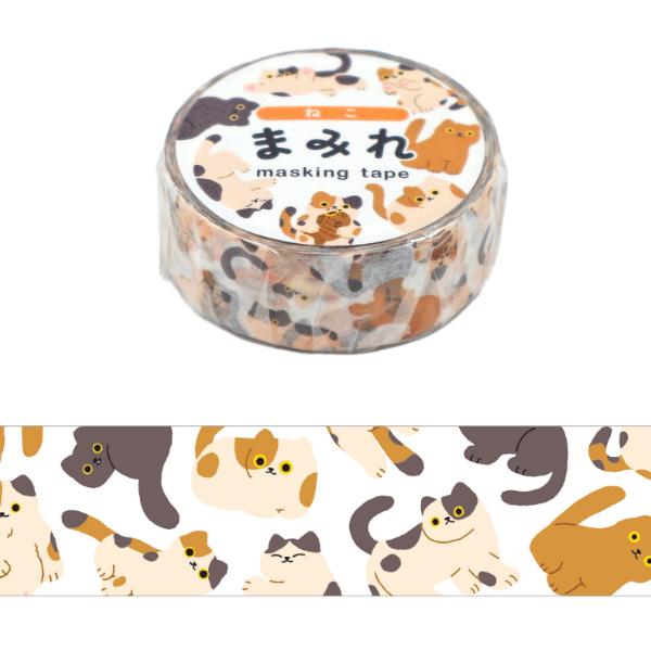 まみれ ねこ 15mm マスキングテープ / 可愛い 猫 ネコ マステ ワールド