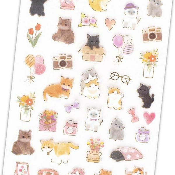 エヌビー社 透明シール大 チル キトゥン / 子猫 ネコ 可愛い 箔押し