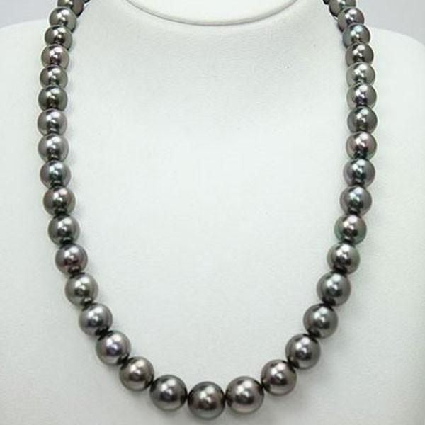 真珠 パール ネックレス 黒蝶真珠 8mm-10mm ピーコックグリーンカラー