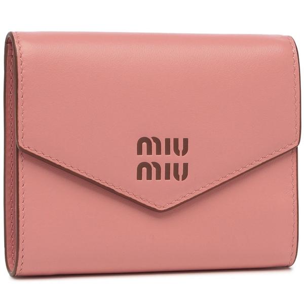 miu miu（ミュウミュウ） 三つ折り財布 ピンク ブラウン レディース