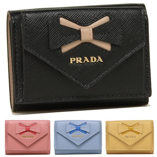 PRADA（プラダ） 三つ折り財布 サフィアーノ ミニ財布 リボン