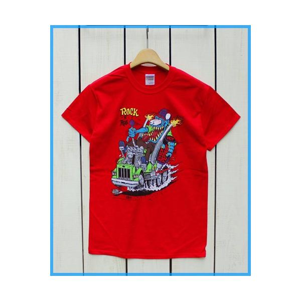 RAT FINK（ラットフィンク） プリントT Rock N ROLL レッド 赤 半袖