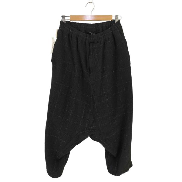 よし ブラックコムデギャルソン チェック柄サルエルパンツ ブラック